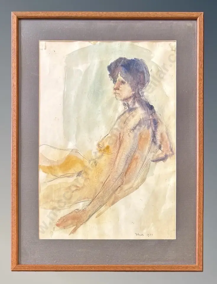 Doris Lusk - Seated Figure, 1977, watercolour on paper, 520x360mm Image 1++