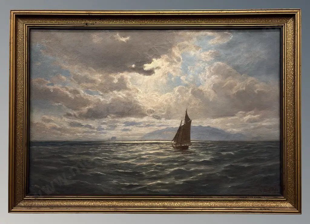 Charles Blomfield - Sailing Boat at Sea 1923, oil on canvas, 500x740mm Image 1++