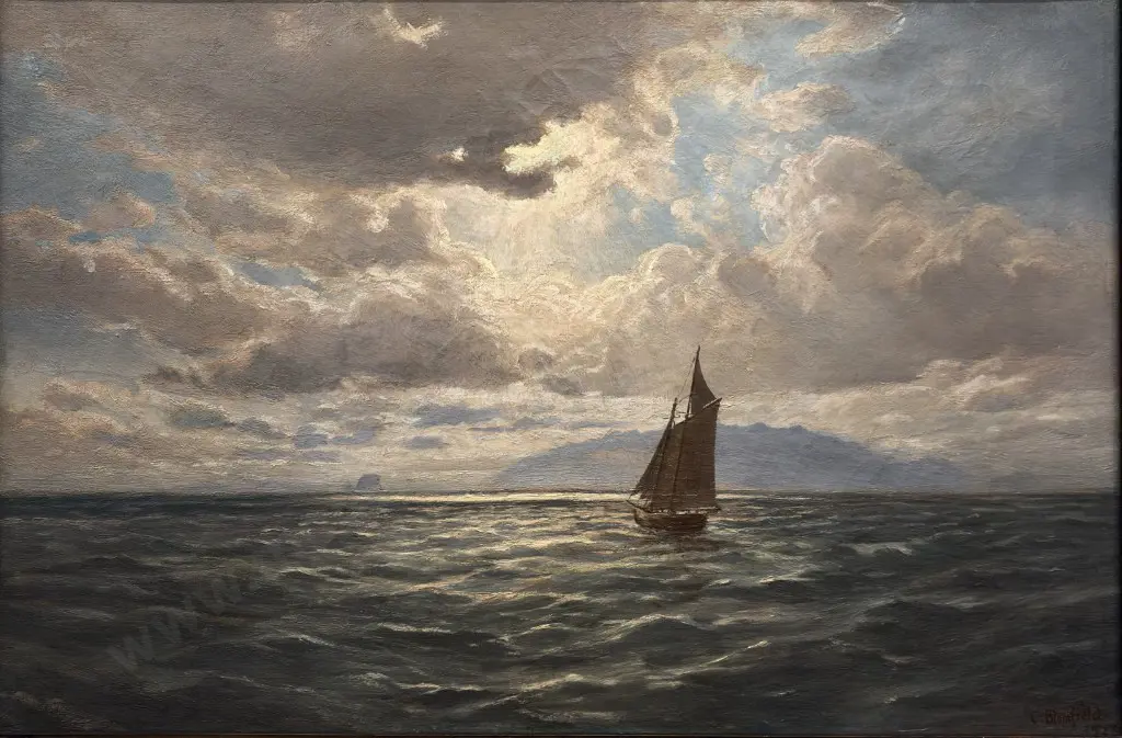 Charles Blomfield - Sailing Boat at Sea 1923, oil on canvas, 500x740mm Image 1++