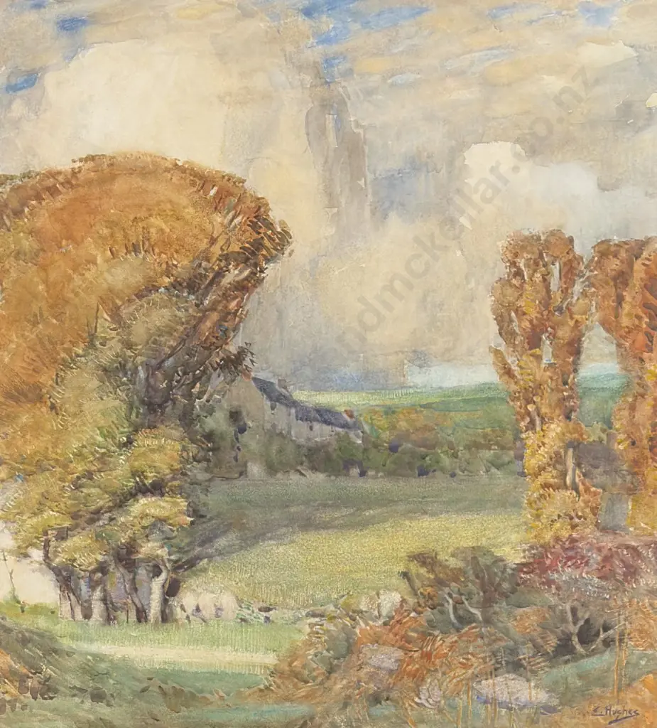 E Hughes - Autumn in the Countryside, watercolour on paper, 580x530mm Image 1++