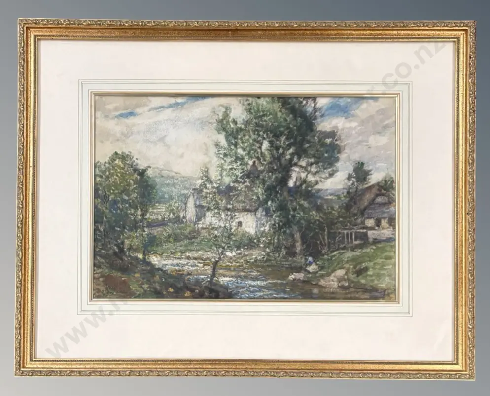 Samuel John Lamorna Birch - Devonshire Cottage, Hampton, goauche on paper, 355x525mm Image 1++