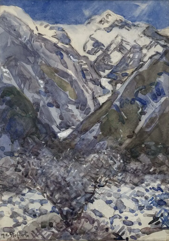 M O Stoddart - Bealey Pass, watercolour on paper, 350 x 250mm Image 1++