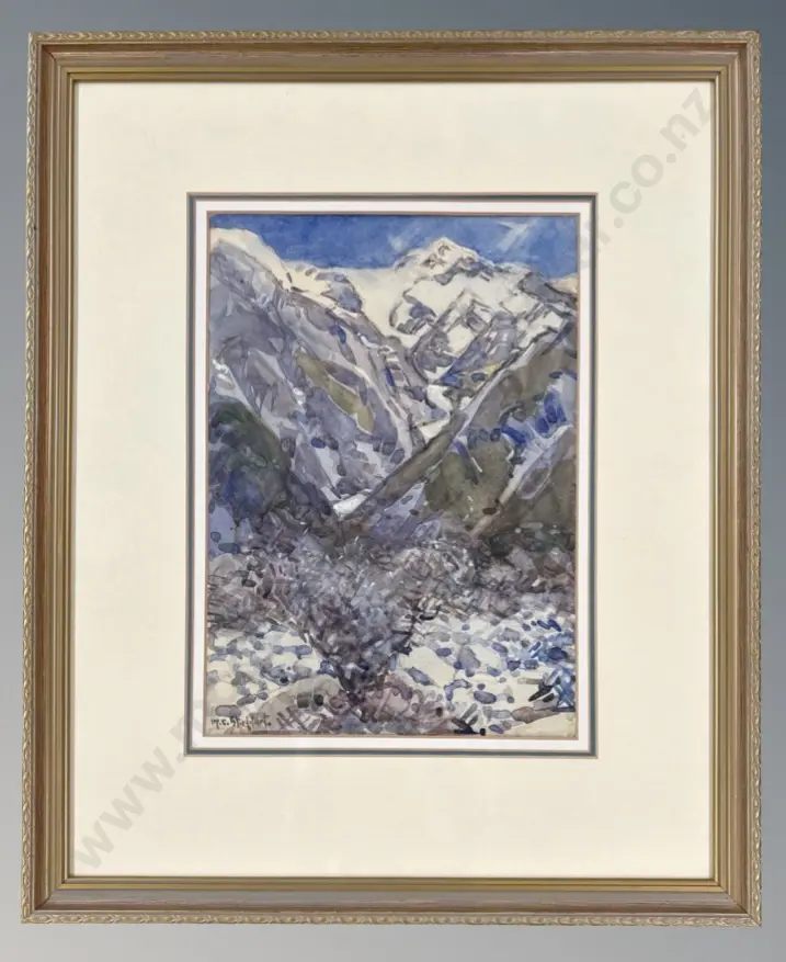 M O Stoddart - Bealey Pass, watercolour on paper, 350 x 250mm Image 1++