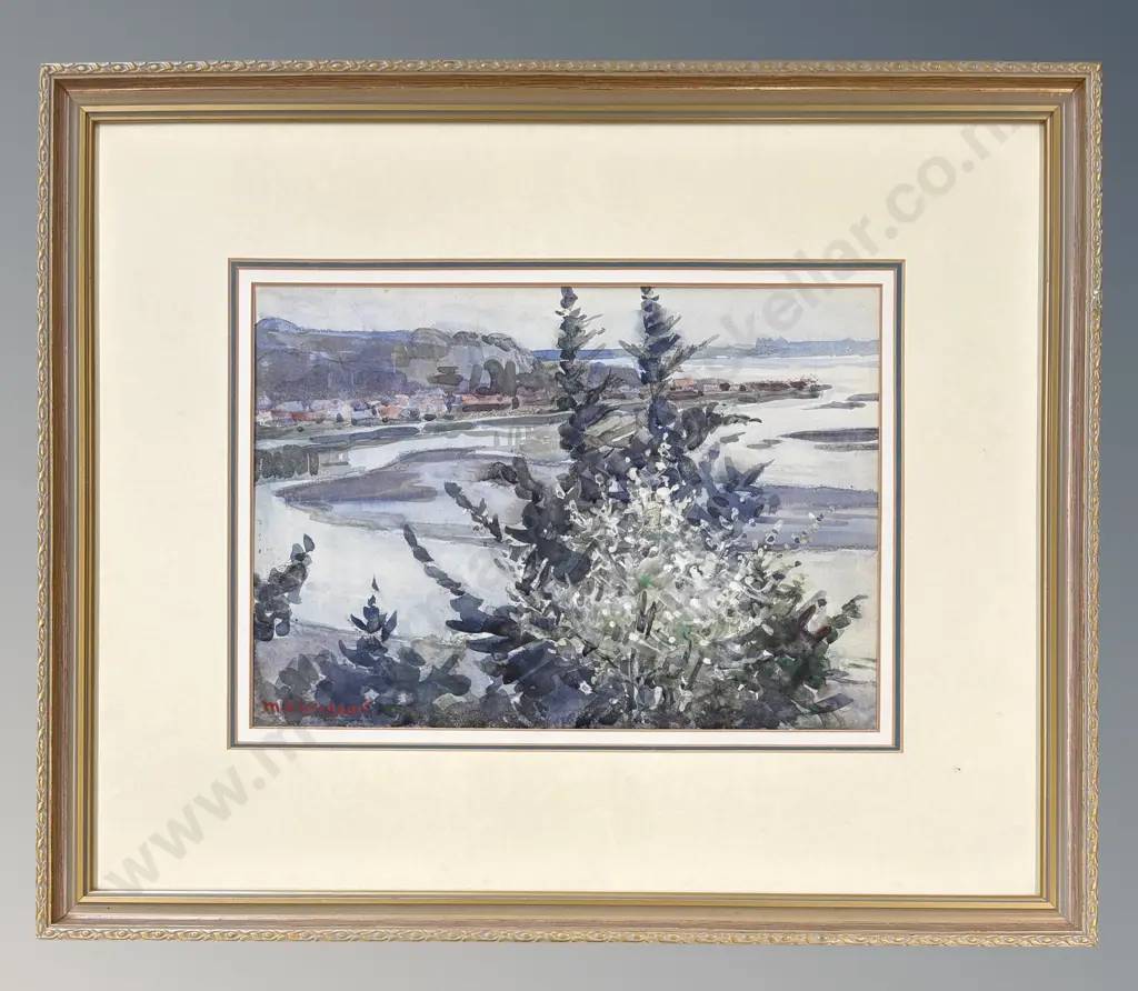 M O Stoddart - Redcliffs Estuary, watercolour on paper, 250 x 350mm Image 1++
