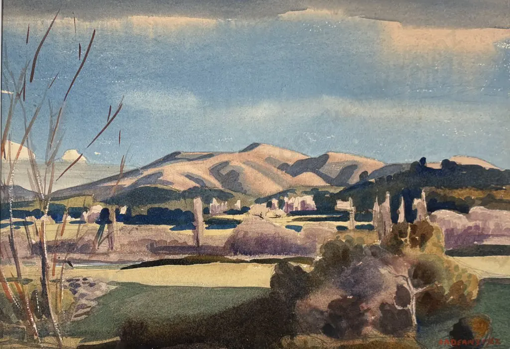 AA Deans - Mountain Landscape, 1962, watercolour on paper, 250x360mm Image 1++