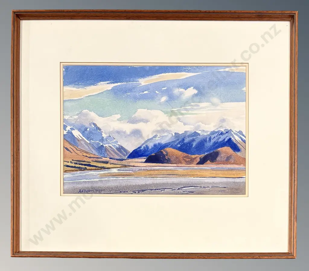 AA Deans - Rakaia River 1989, watercolour on paper, 255x365mm Image 1++