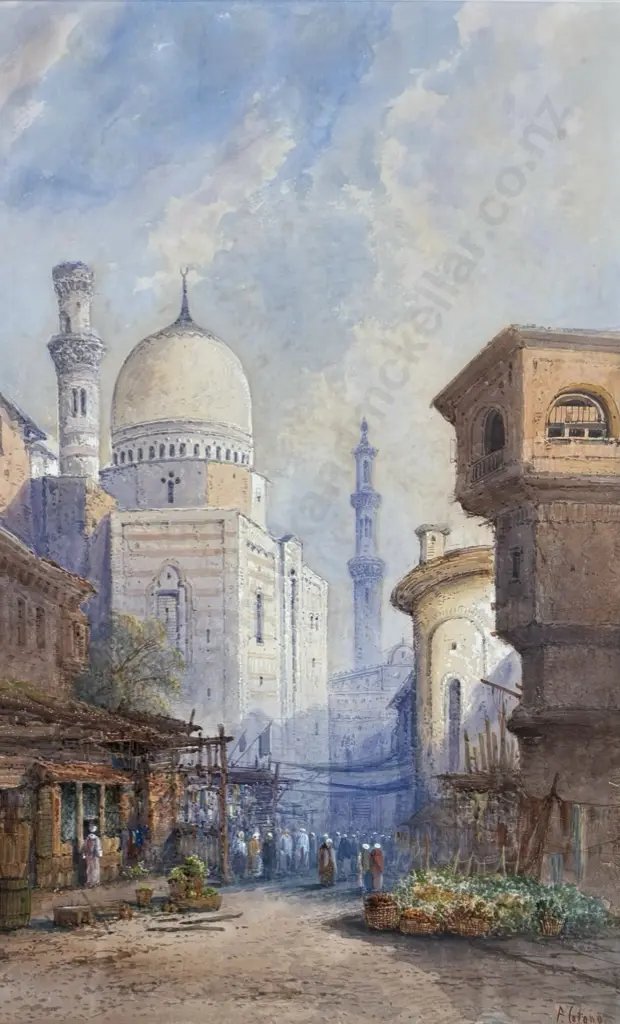 Frank Catano - Market Scene, watercolour on paper, 695 x 440mm Image 1++
