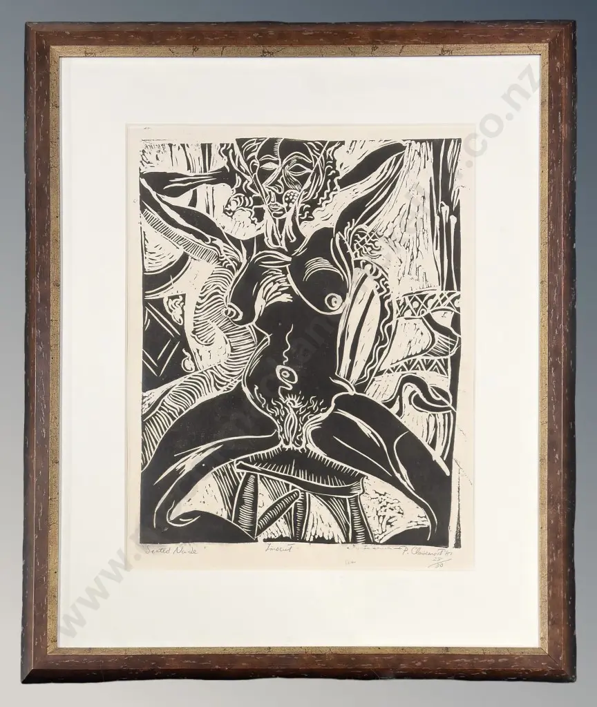 Philip Clairmont - Seated Nude, Rachel 1981, linocut 28/30, 700x560mm Image 1++