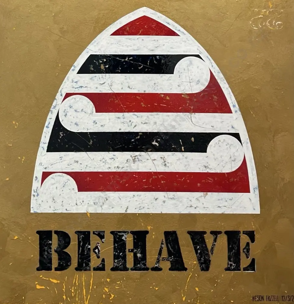 Weston Frizzell - Behave 12/3/21, enamel on board, 1200x1200mm Image 1++