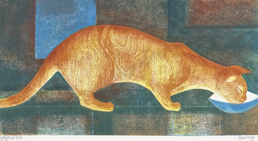 Eileen Mayo - Ginger Cat, screenprint 4/20, 245x455mm Image 1++
