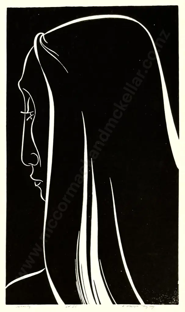 E Mervyn Taylor - Serenity, linocut, edition of 25, 370x215mm Image 1++