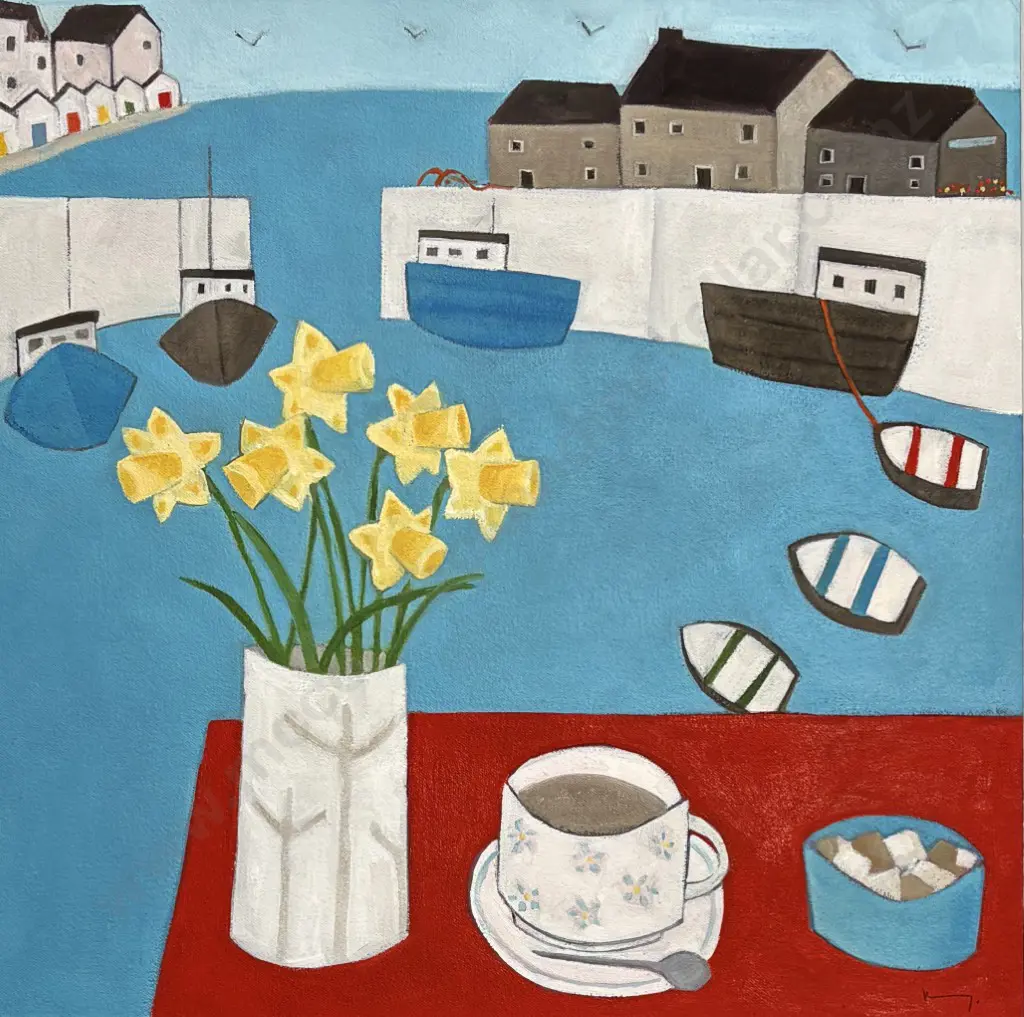 Katty McMurray - Tea & Duffs at the Cafe, oil on board, 440x440mm Image 1++