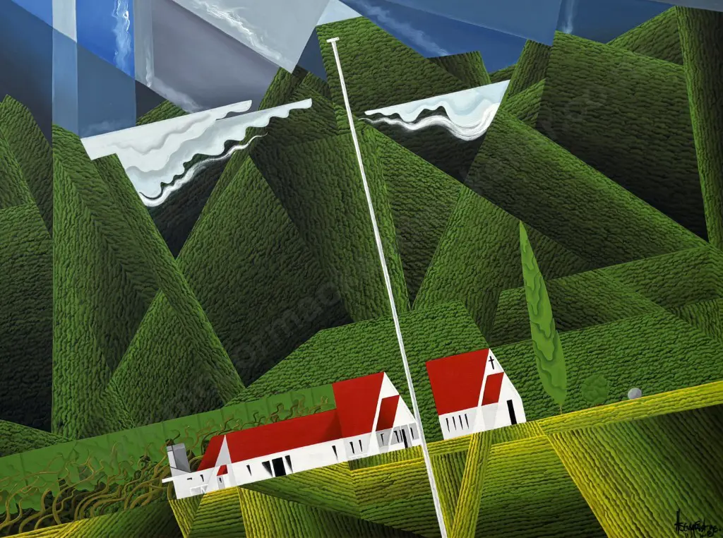 Lyn Bergquist - Churches of the Hokianga, 1998, acrylic on canvas, 900x1200mm Image 1++