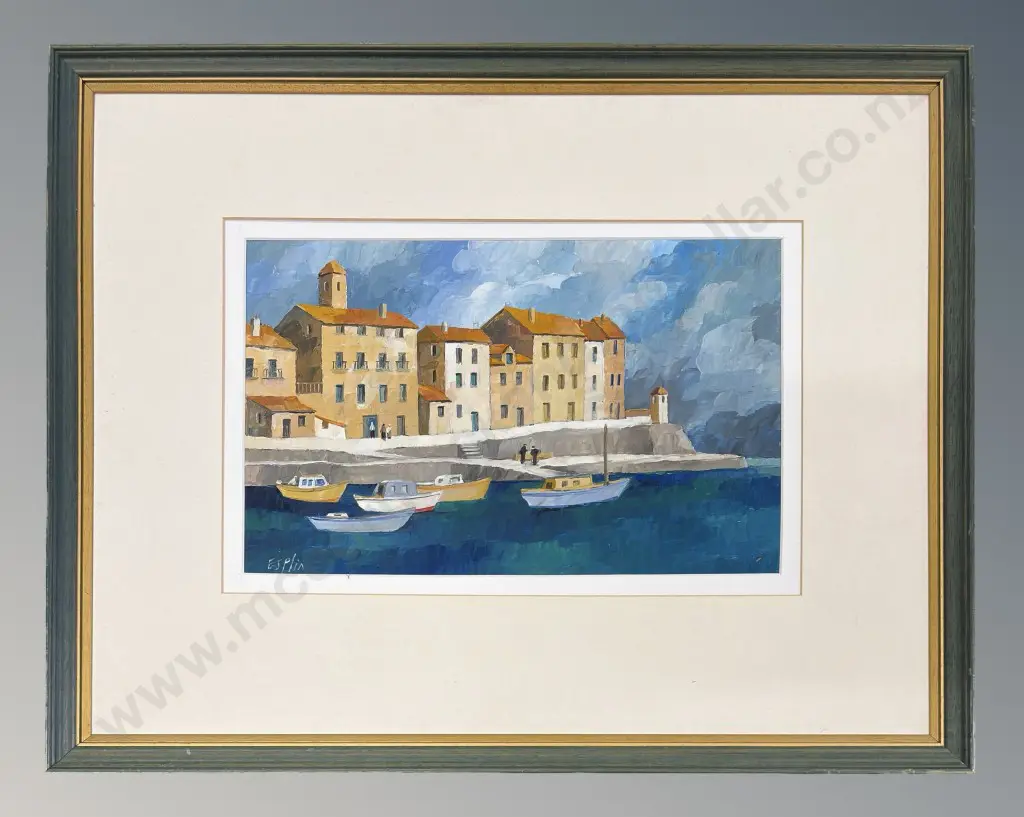 Tom Esplin - Moscenicka Draga, Yugoslavia, oil on board, 240x375mm Image 1++
