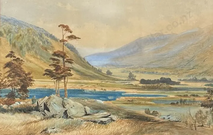 John Gully - Landscape near Nelson, watercolour on paper, 365x570mm Image 1++