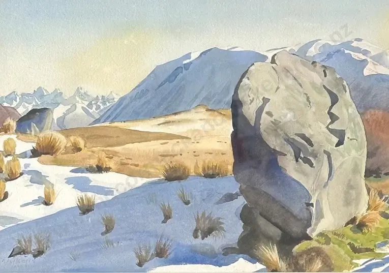 AA Deans - High Country Landscape, watercolour on paper, 245x350mm Image 1++