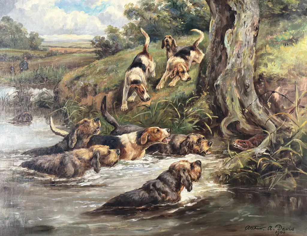 Arthur Alfred Davis, At Bay, 1901, oil canvas, 690x890mm Image 1++