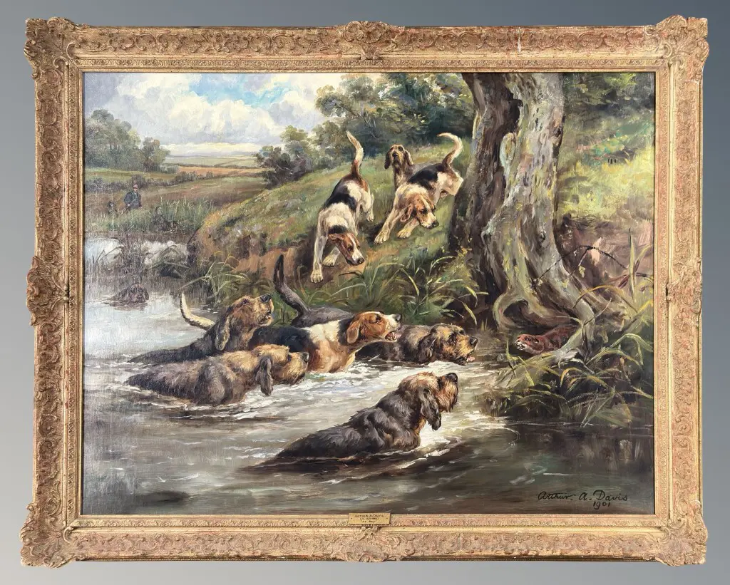 Arthur Alfred Davis, At Bay, 1901, oil canvas, 690x890mm Image 1++