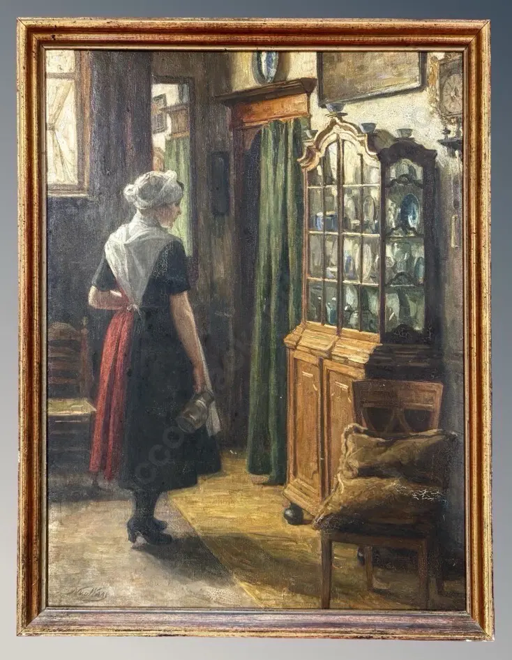 Nicolaas van der Waay - Interior II, oil on canvas (slight crazing) 780x580mm Image 1++