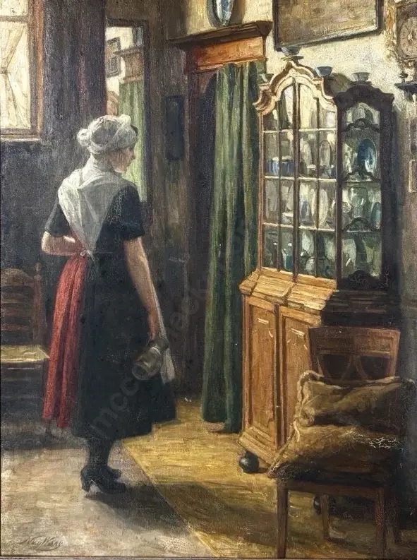 Nicolaas van der Waay - Interior II, oil on canvas (slight crazing) 780x580mm Image 1++