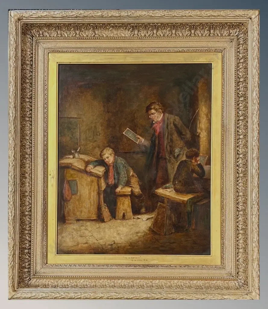 Erskine Nicol - In Disgrace, oil on canvas, 520x410mm Image 1++