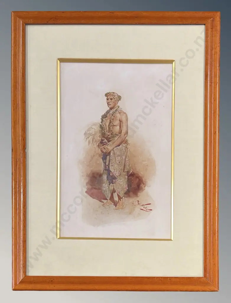 Girolamo Nerli - Samoan, watercolour on paper, 400x260mm Image 1++