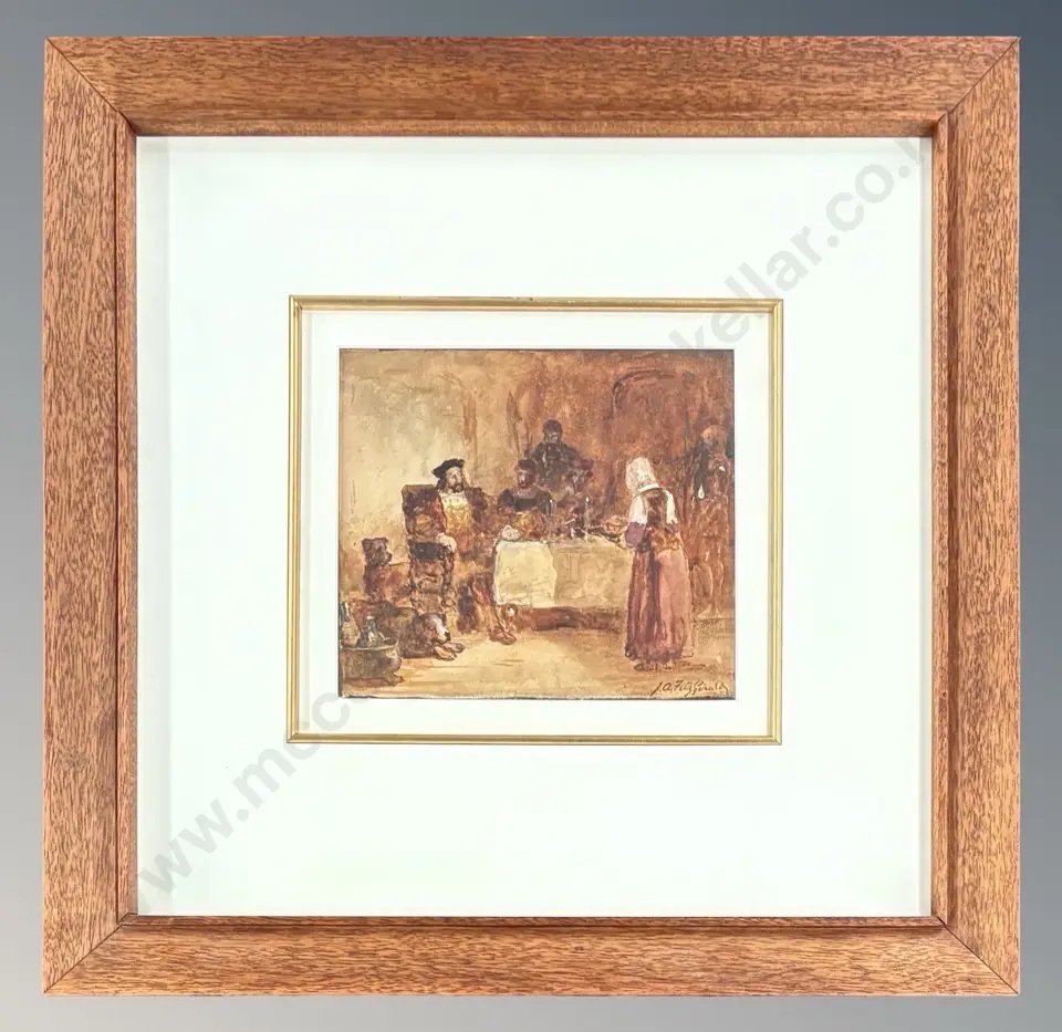 John Anster Fitzgerald - Dinnertime with Dogs, watercolour on paper, 200x220mm Image 1++