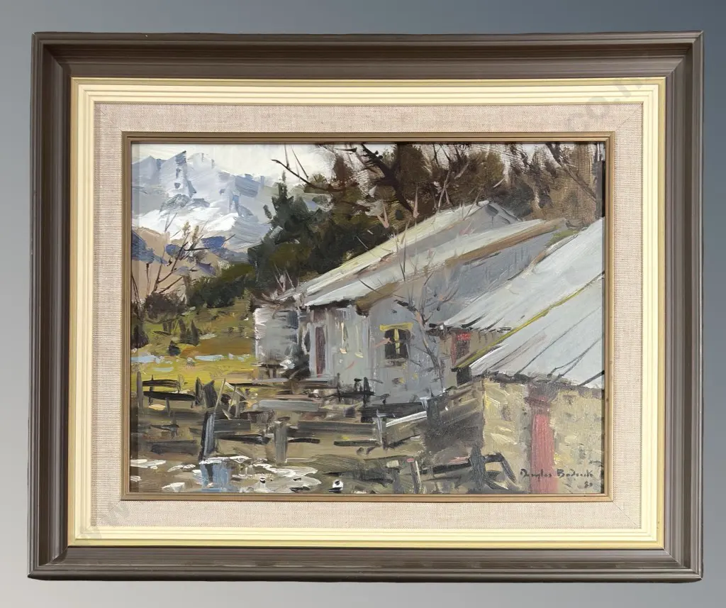 Douglas Badcock - Old Shearing Sheds near Arrowtown, oil on board, 300x400mm Image 1++