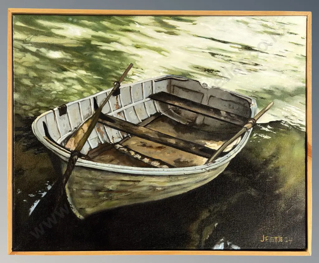 Juliette Fietje - Dinghy, Washpen Falls, oil on canvas, 405x505mm Image 1++