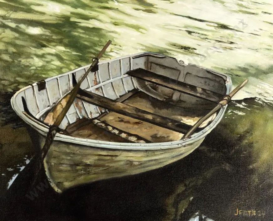 Juliette Fietje - Dinghy, Washpen Falls, oil on canvas, 405x505mm Image 1++