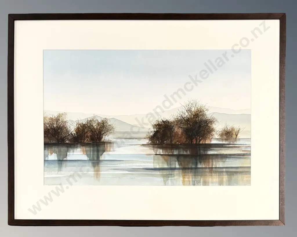 Mark Bassett (unsigned) - River Scene, watercolour on paper, 450x680mm Image 1++