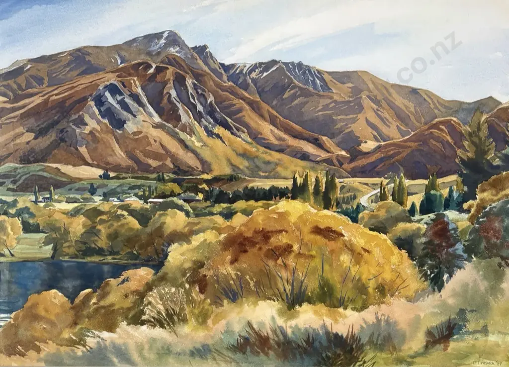 Don McAra - Early Autumn on the road to Arrowtown, 1997, watercolour, 510x700mm Image 1++