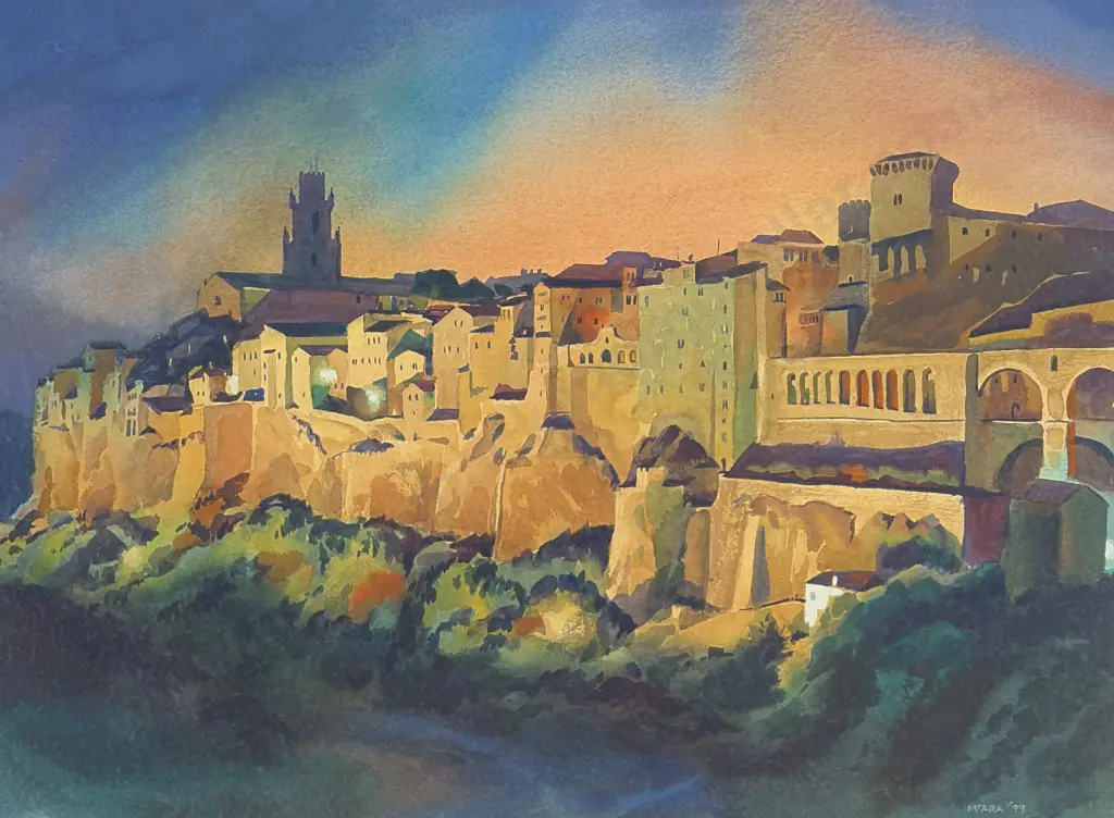 Don McAra - Tuscany at Night, watercolour on paper, 520x700mm Image 1++