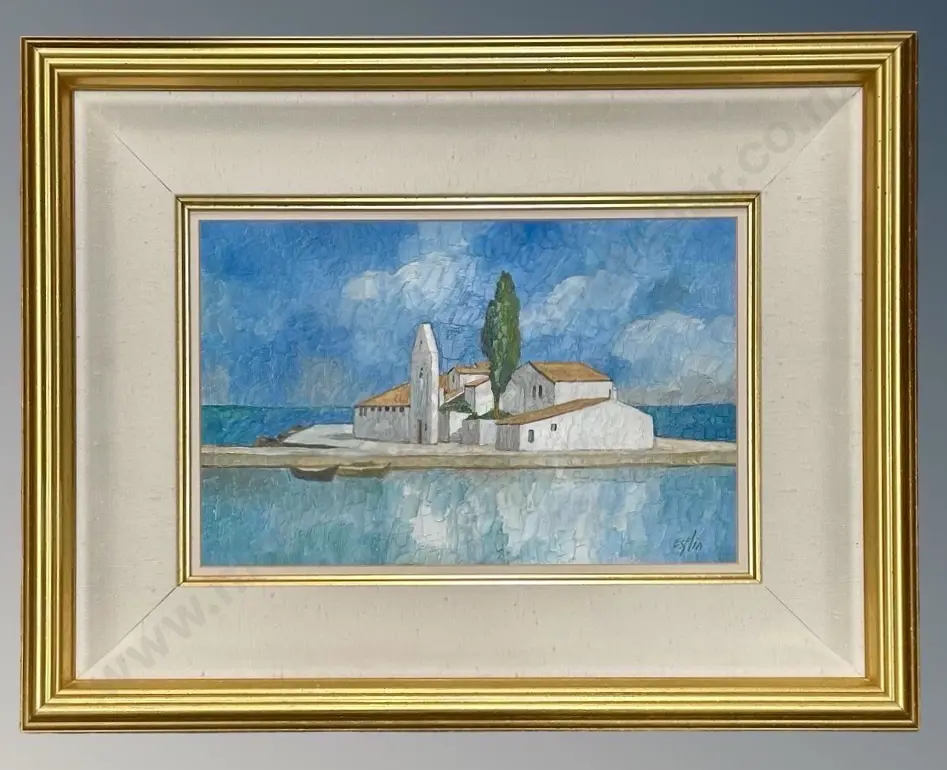 Tom Esplin - The Chapel Corfu, oil on board, 335x215mm Image 1++