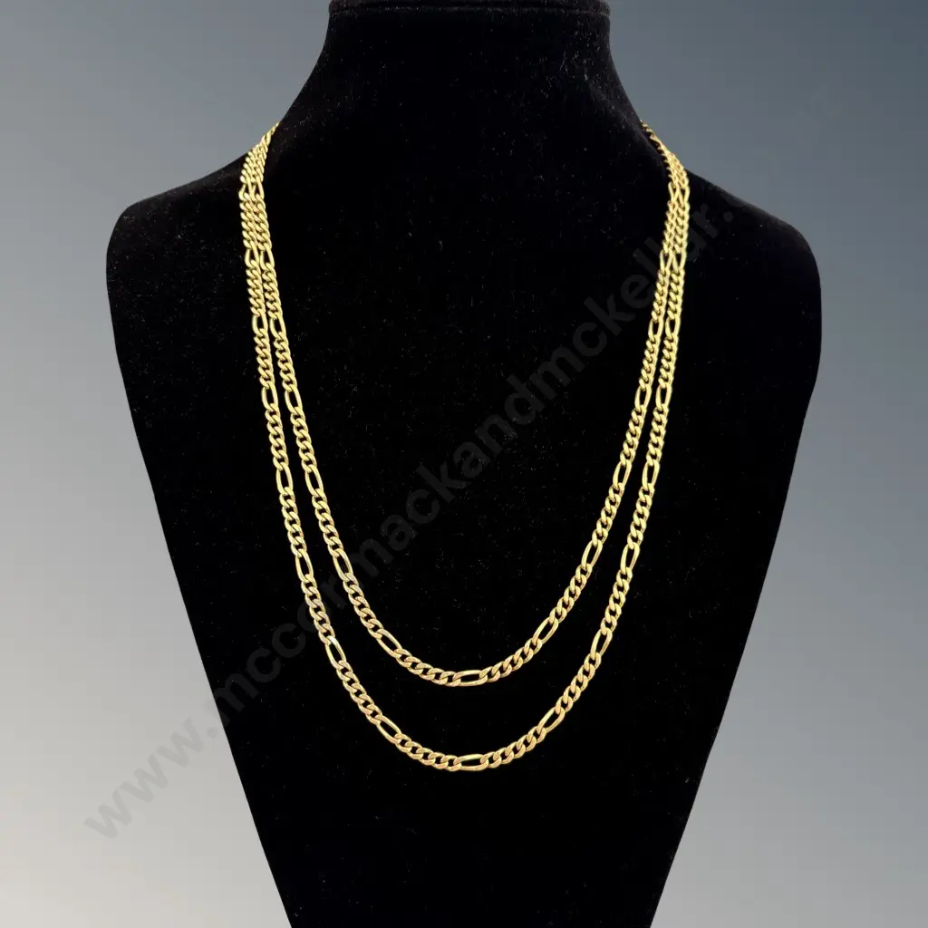 18ct Gold Double Strand Figaro Chain TW59.6gms Image 1++