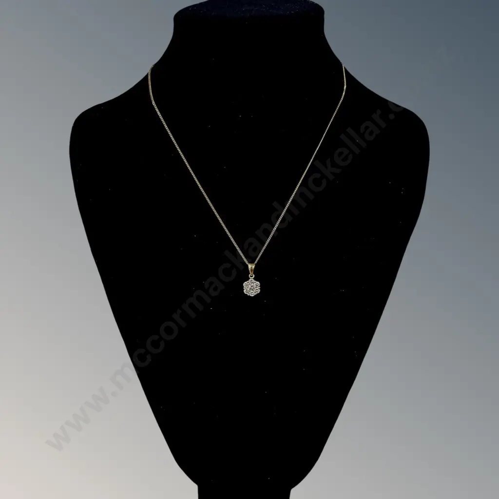 18ct Gold Diamond Cluster Pendant, Colour F-G, TDW 1.0ct, TW4.245gms, L44cm, Valuation $7,700 Image 1++