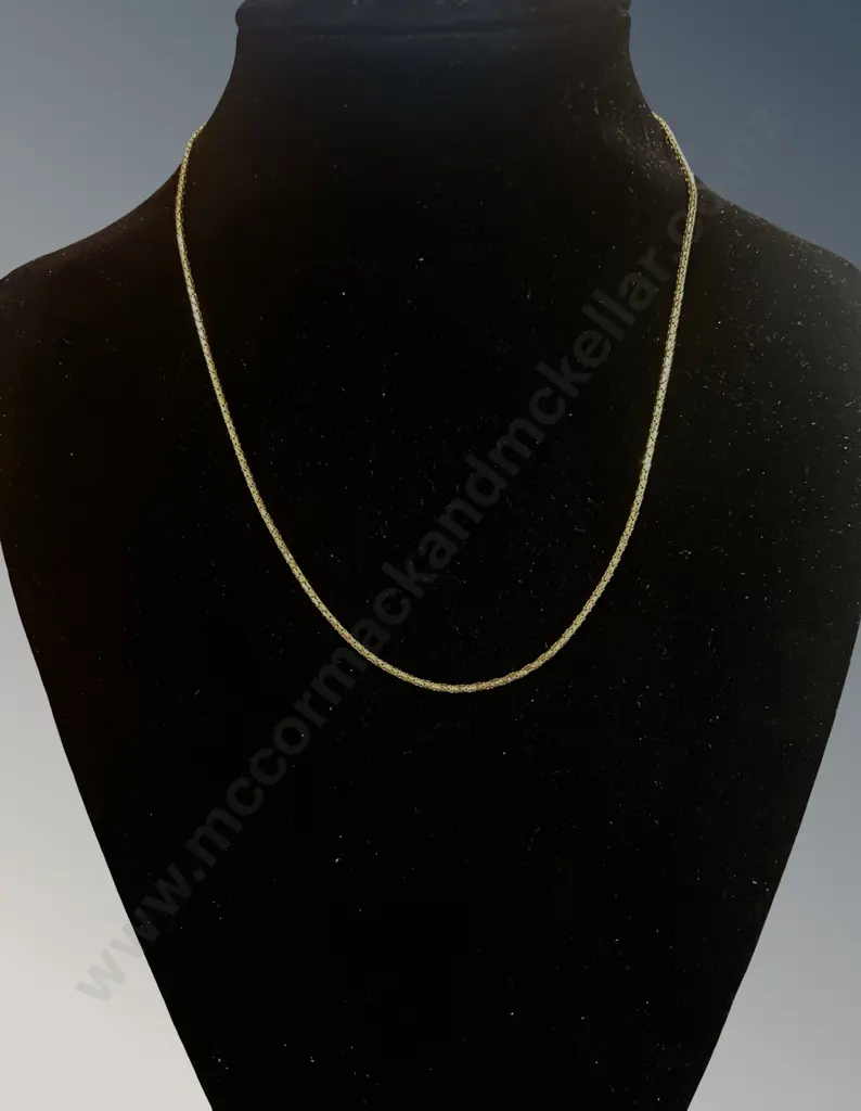 14ct Gold Flat Box Link Chain, L43cm, TW4.32gms Image 1++