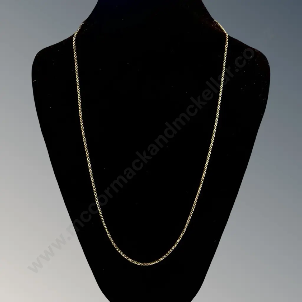 9ct Gold Box Link Muff Chain with Gold Plate Clasp, L63cm, TW7.9gms Image 1++