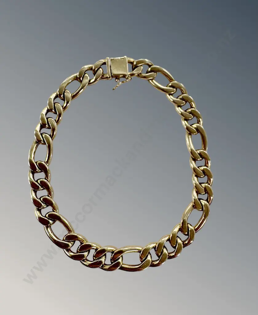 9ct Gold Curb Link Bracelet, L22cm TW41.2gms, Valuation $13900 Image 1++