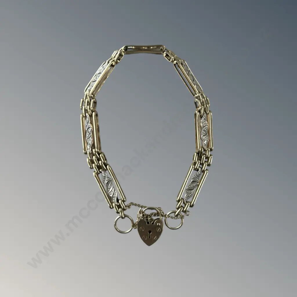 9ct Gold Gate Link Bracelet, L20cm, TW15.5gms Image 1++