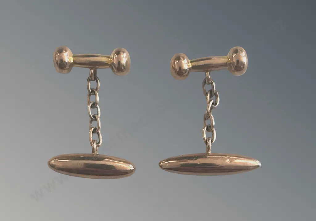 9ct Rose Gold Cufflinks TW3.8gms Image 1++