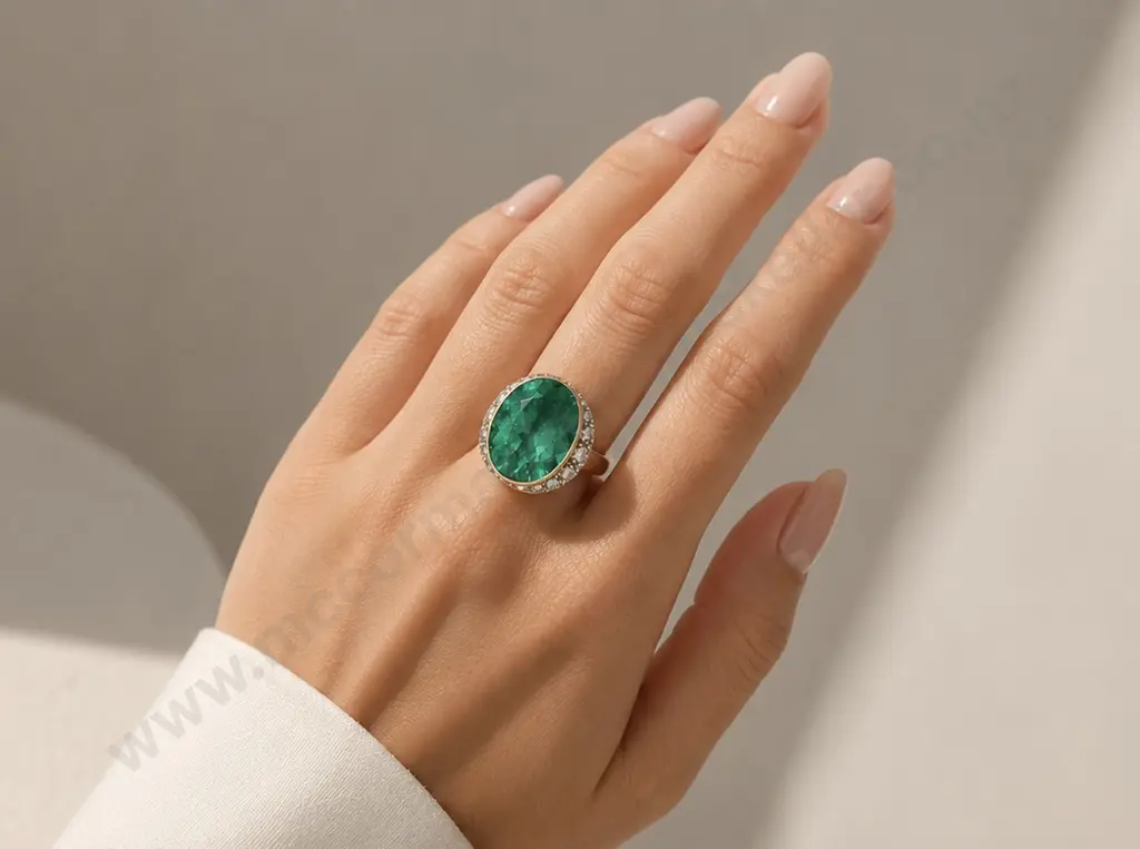 18ct Yellow and White Gold Large Natural Colombian Emerald & Diamond Set Ring, 14.48ct, Please see valuation attached Image 1++