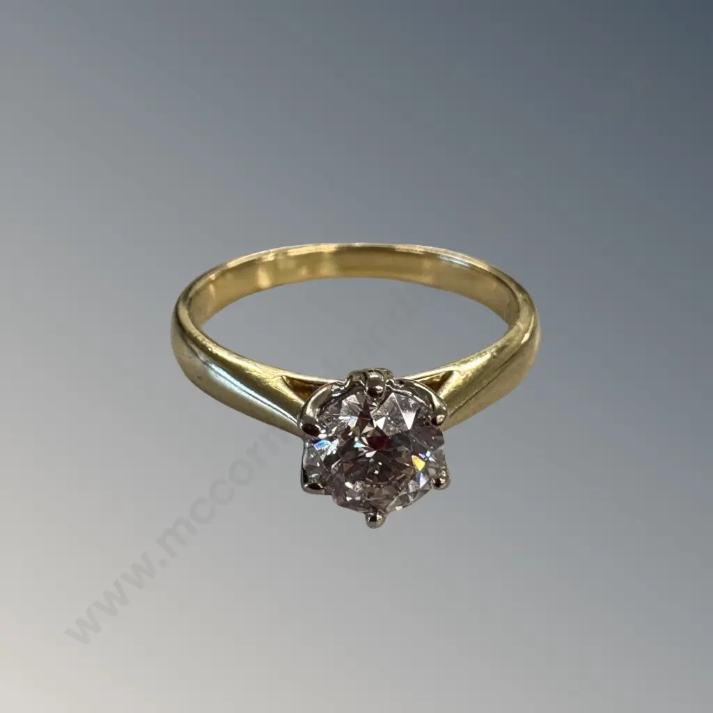 18ct Yellow and White Gold Diamond Solitaire Ring, 0.7ct, TW 3.24gm, Valuation $8400 Image 1++