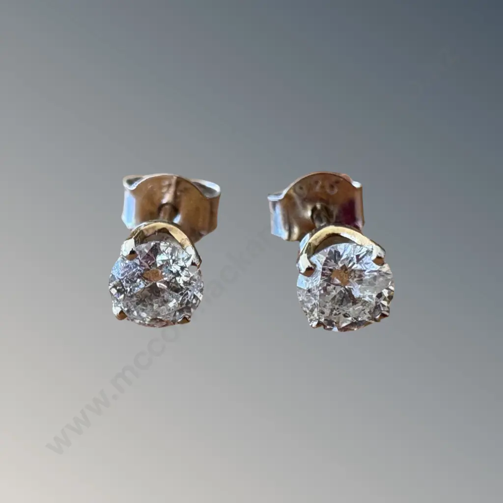 10ct Gold .50ct Diamond Stud Earrings TW0.68gms Image 1++