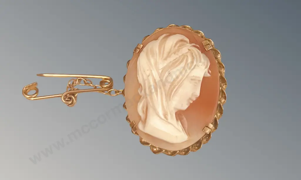 9ct Gold Mounted Cameo Brooch Image 1++