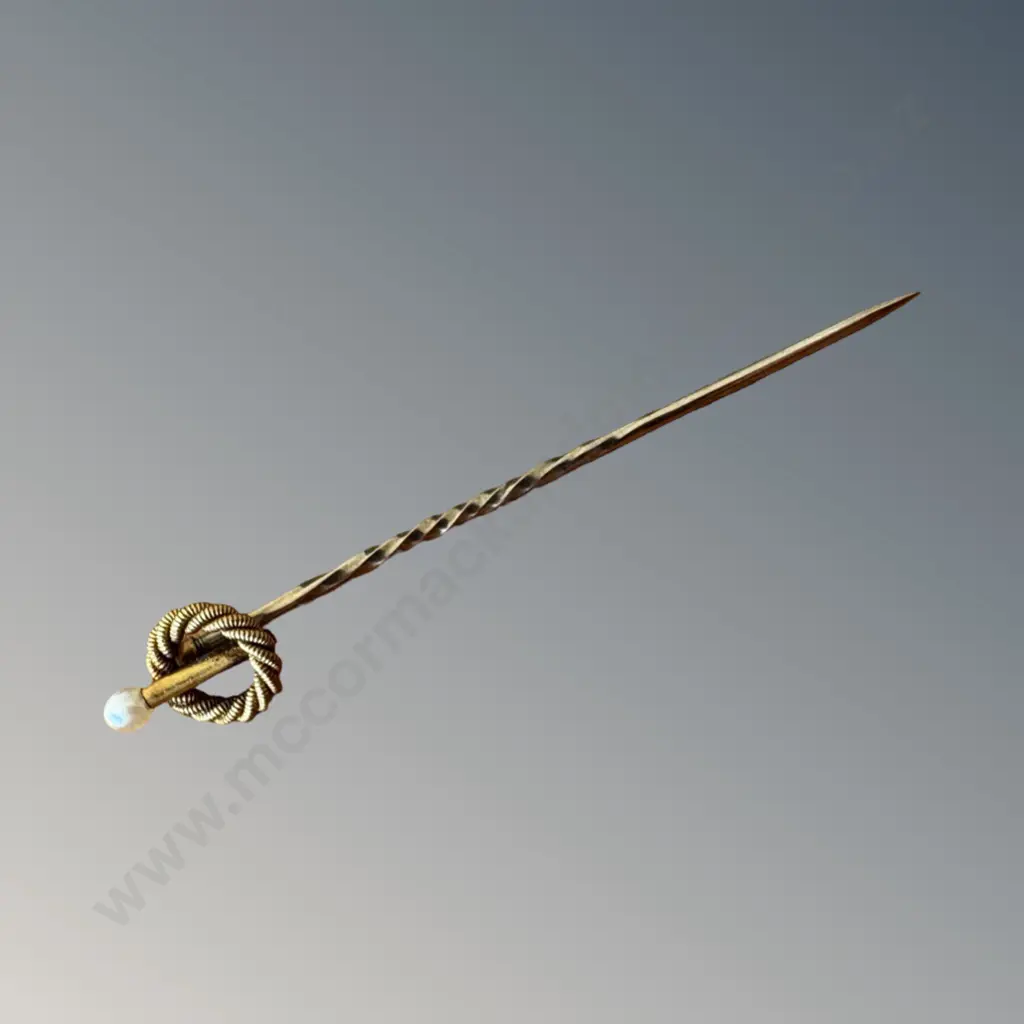15ct Gold Seed Pearl Tie Pin TW1.0gms Image 1++