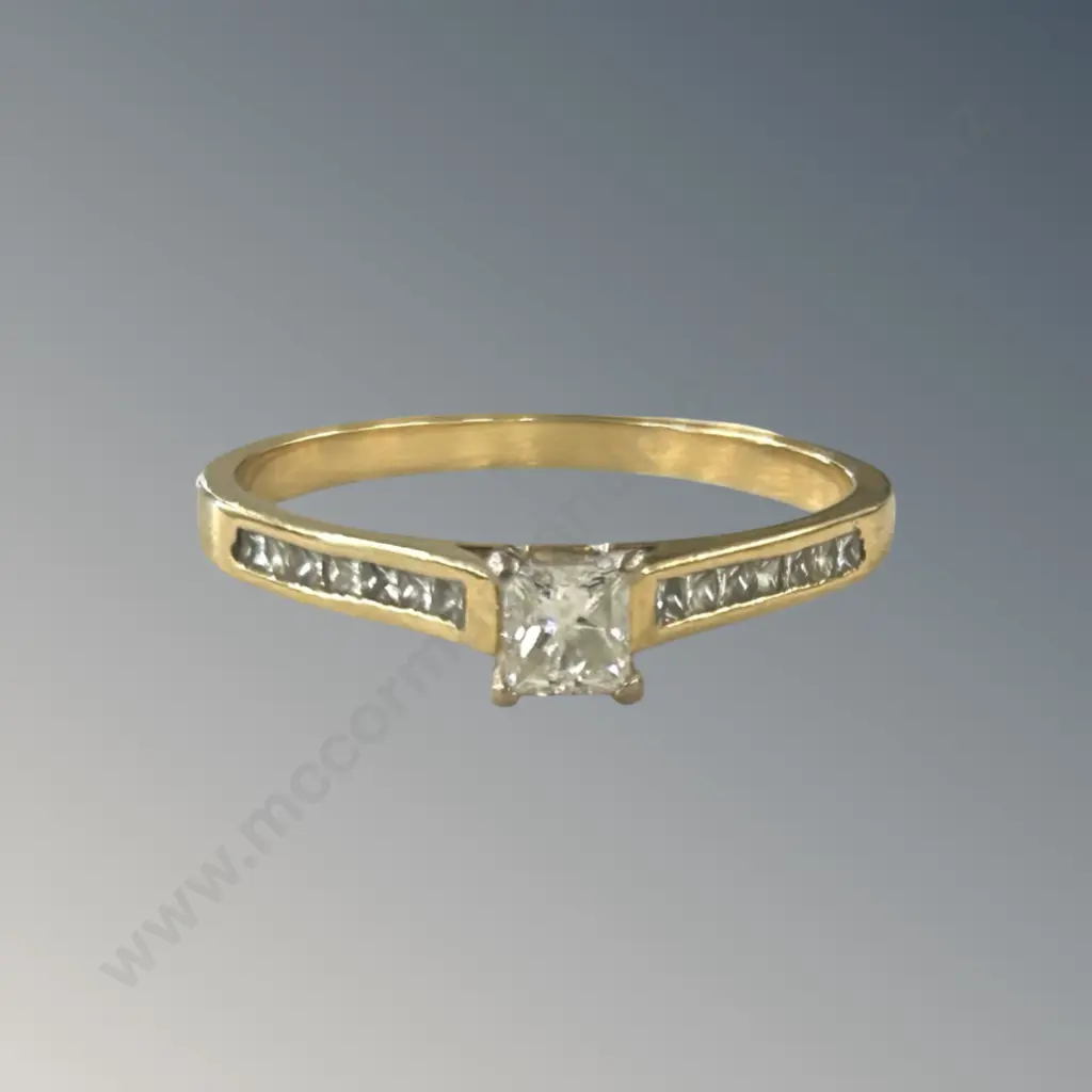 18ct Gold Channel Set Diamond Solitaire Ring, Size U, TW3.14gms Image 1++