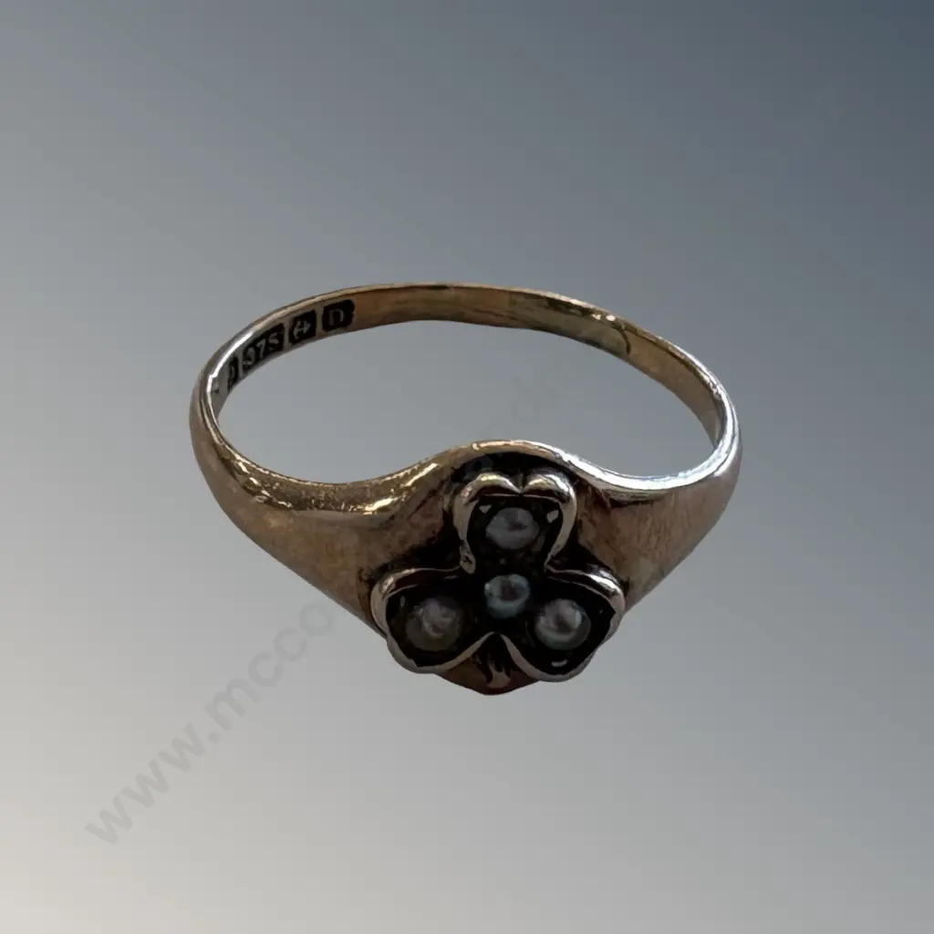 9ct Gold Seed Pearl Ring, Size F, TW1.19gms Image 1++