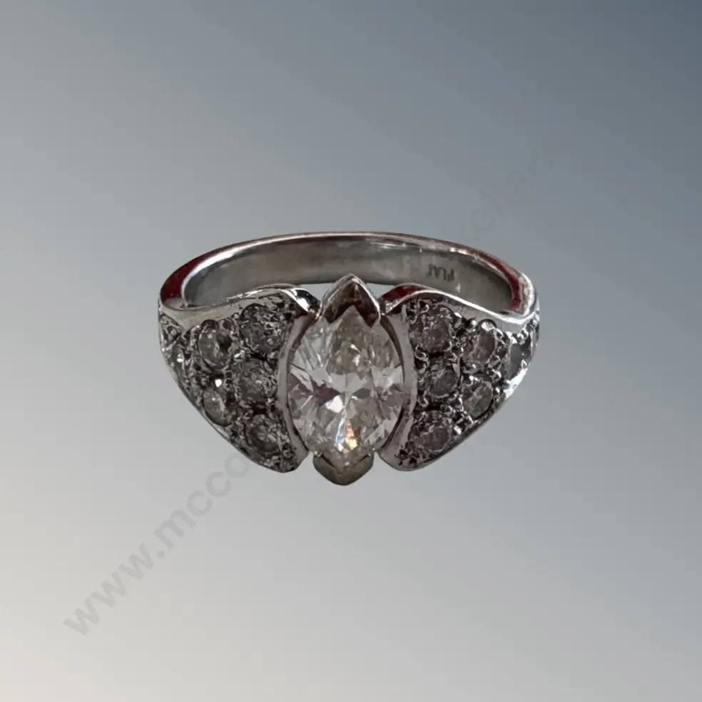 Platinum Diamond Set Semi Cluster Ring, Size Q, TW9.82gms, Valuation $13450 Image 1++