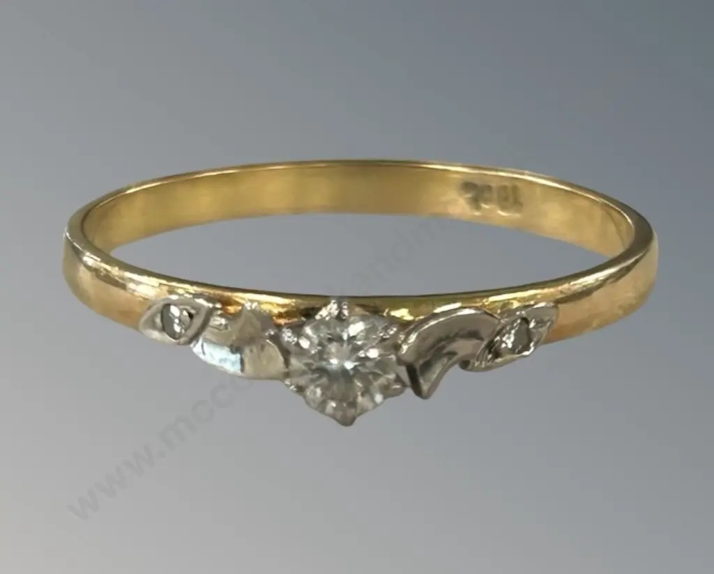 18ct Gold Diamond Solitaire Ring, Size S, TW2.15gms Image 1++